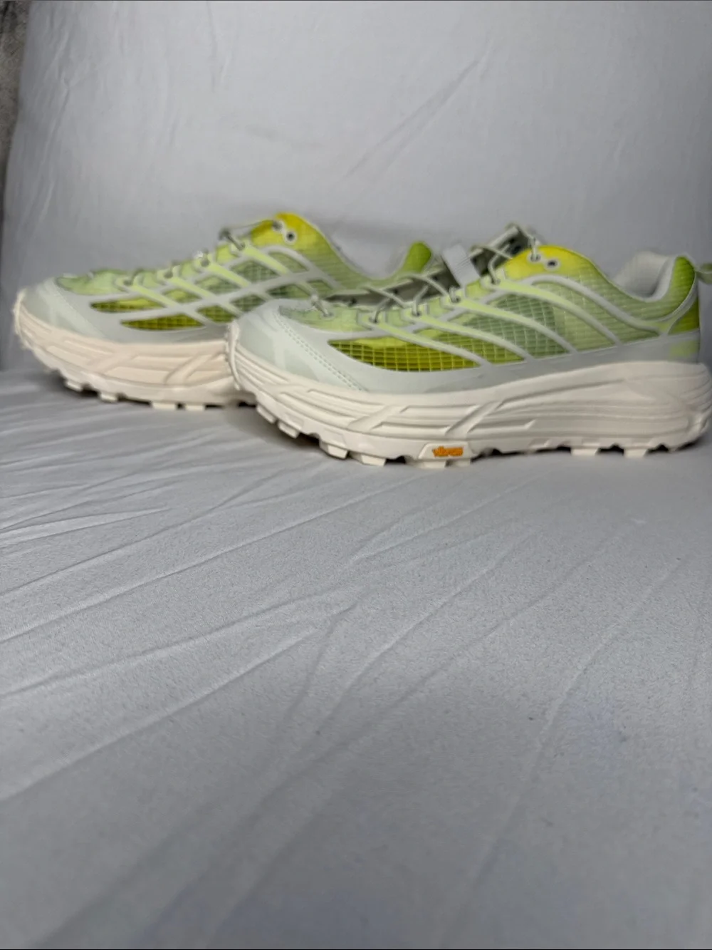 Hoka One One Size Women 12/ Men 11 Neon Yellow Light Gray Athletic Running Shoes